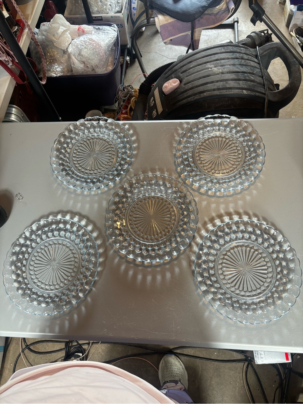 Vintage Anchor Hocking Bubble Clear Glass Plates Set of 5 9.25”